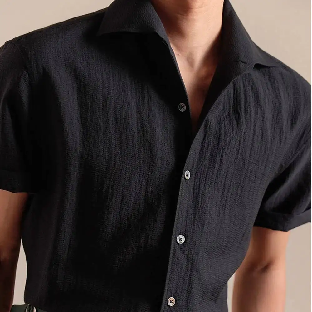 

Мужская рубашка из смеси лиоцелла, цельная деловая повседневная белая рубашка, мужская летняя легкая дизайнерская клубная рубашка Camisas De Hombre