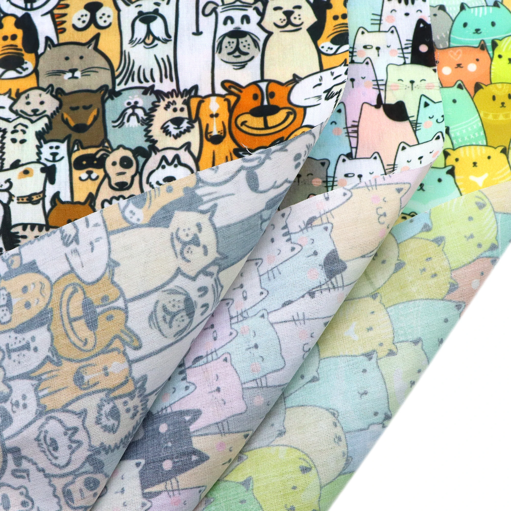 19.68x17.7inch Cute Cat Animal Series DIY Quilting Polyester Cotton Fabric Craft DIY Handmade Doll Clothes Precut For Patchwork