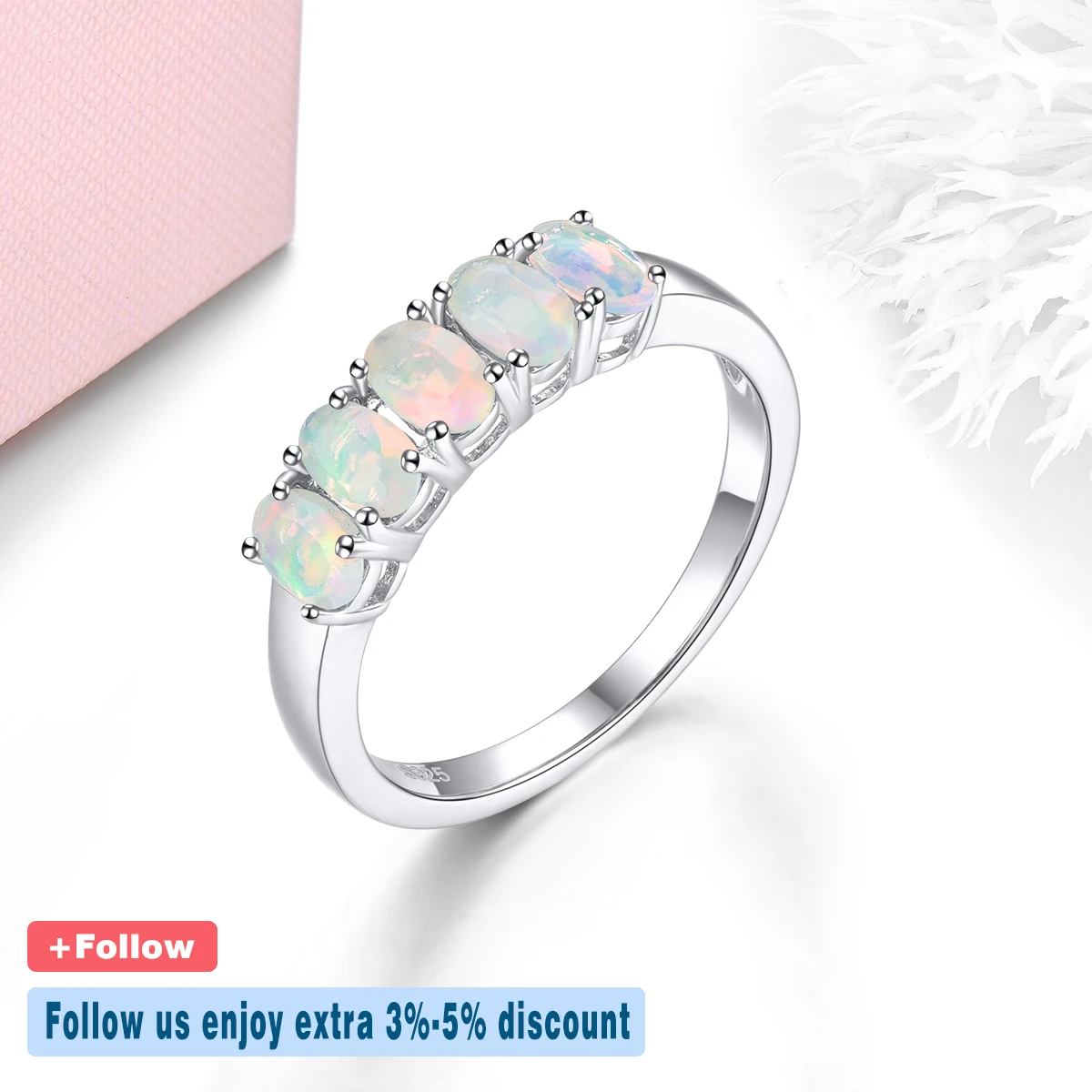 Natural Opal Sterling Silver Rings 0.8 Carats Genuine Faced Opal Mystery Gemstone S925 Fine Jewelry Gifts for Women Birthday