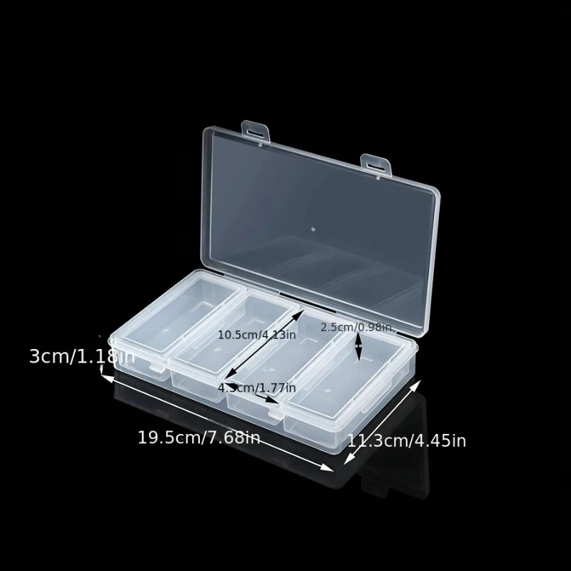 4 Adjustable Dividers Clear Plastic Storage Organizer Box - Craft & Sewing Supplies Container with Removable Compartments