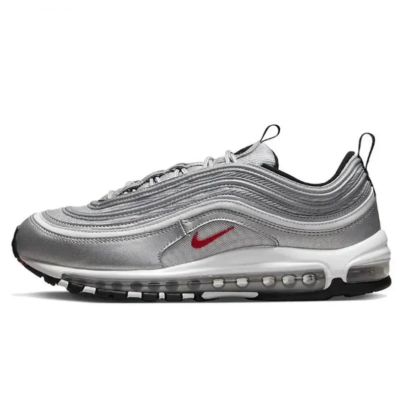 Nike Air Max 97 Next Nature Black Dark Smoke Grey Running Shoes for Men and Women Silver Vintage Classic Wear-resistant Unisex