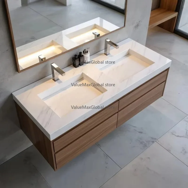 Bathroom Double Vanity Sink - Equipped with Matching Cabinet