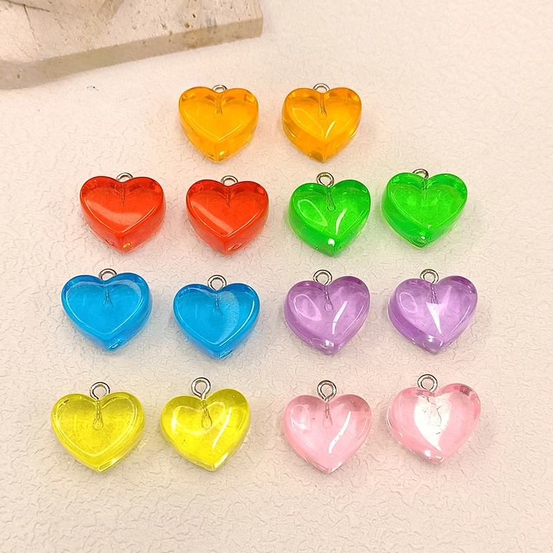 

10Pcs 18mmTransparent Colorful Heart Charms Acrylic Pendant For Making Bracelet Necklace Earrings Handmade Accessories Supplies