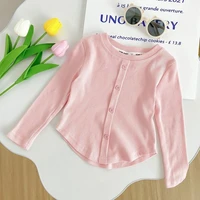 2-10Y filles chemise printemps automne nouveaux enfants à manches longues T-shirt couleur unie à la mode bébé minceur hauts filles chemises de Base 3