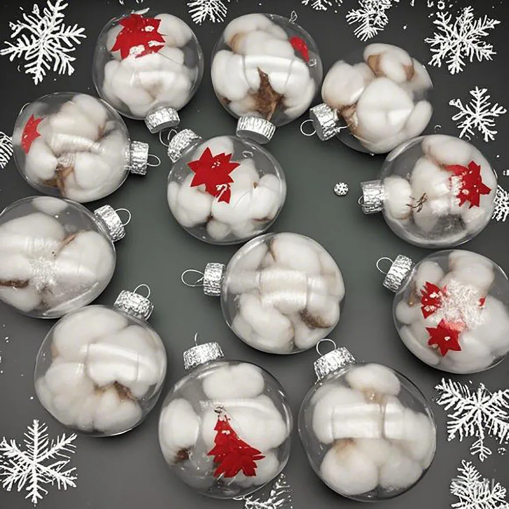 1PC 60/80/100mm Clear Plastic Christmas Ball DIY Paintable Christmas Tree Hangng Pendant Home Christmas Decoration Ornament