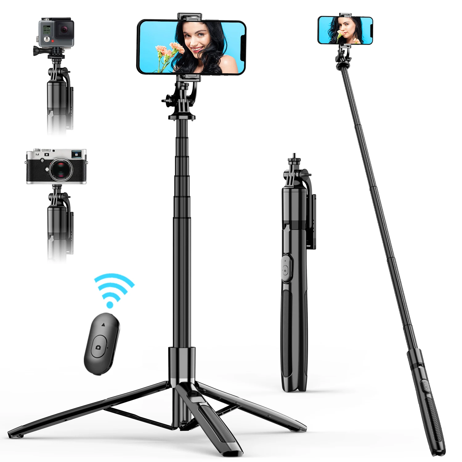 Selfieshow Q06 Selfie Stick Monopod Tripod with Wireless Bluetooth Remote Portable Tripe Stabilizer for Huawei IPhone Cell Phone