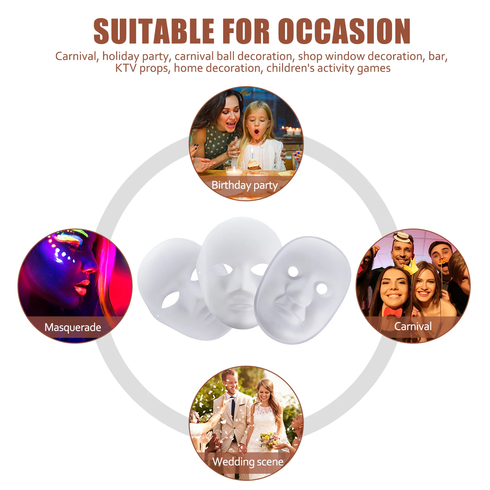 

9 H Painted Masks Craft DIY White Paper Paintable Masquerade Cosplay Accessories Halloween Party School Activity