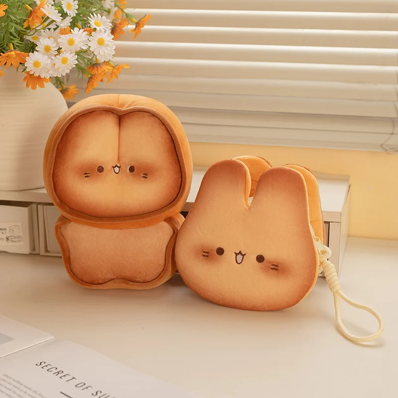 Soft Cute Toast Bread Doll Pillow Wallet Cute Cartoon Doll Girl Sleeping Soothing Doll Desktop Ornament Birthday Gift