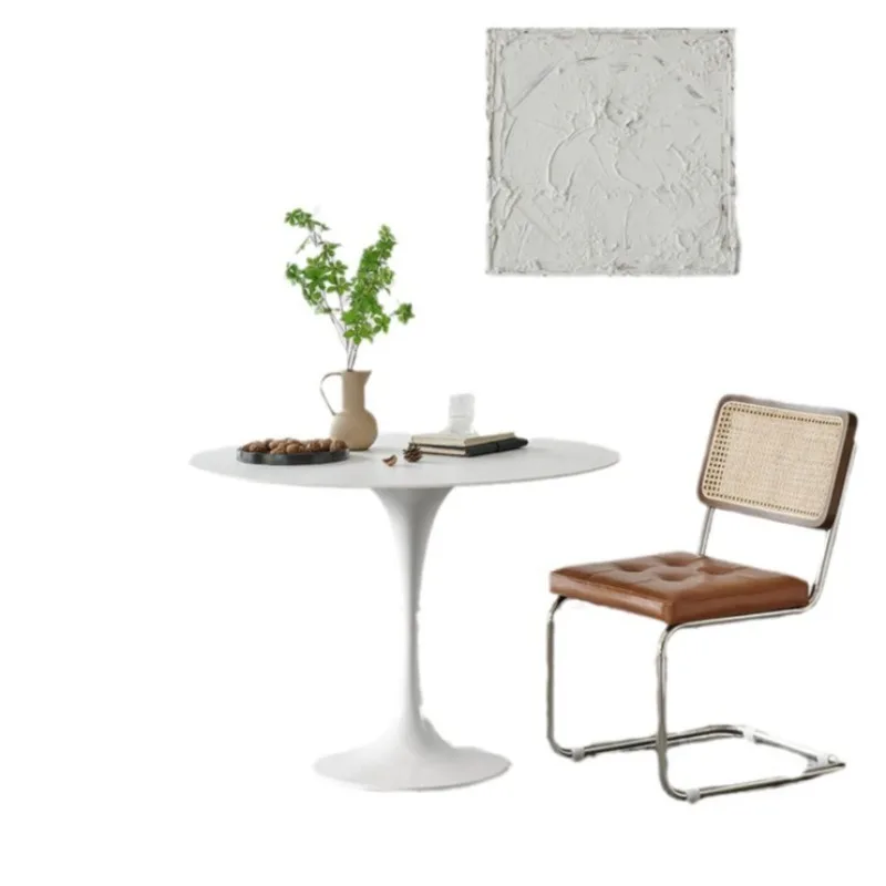 Wabi Sand Wind Slate Round Dining Table Light Luxury Small Round Table Modern Sales Office Negotiation Leisure Reception
