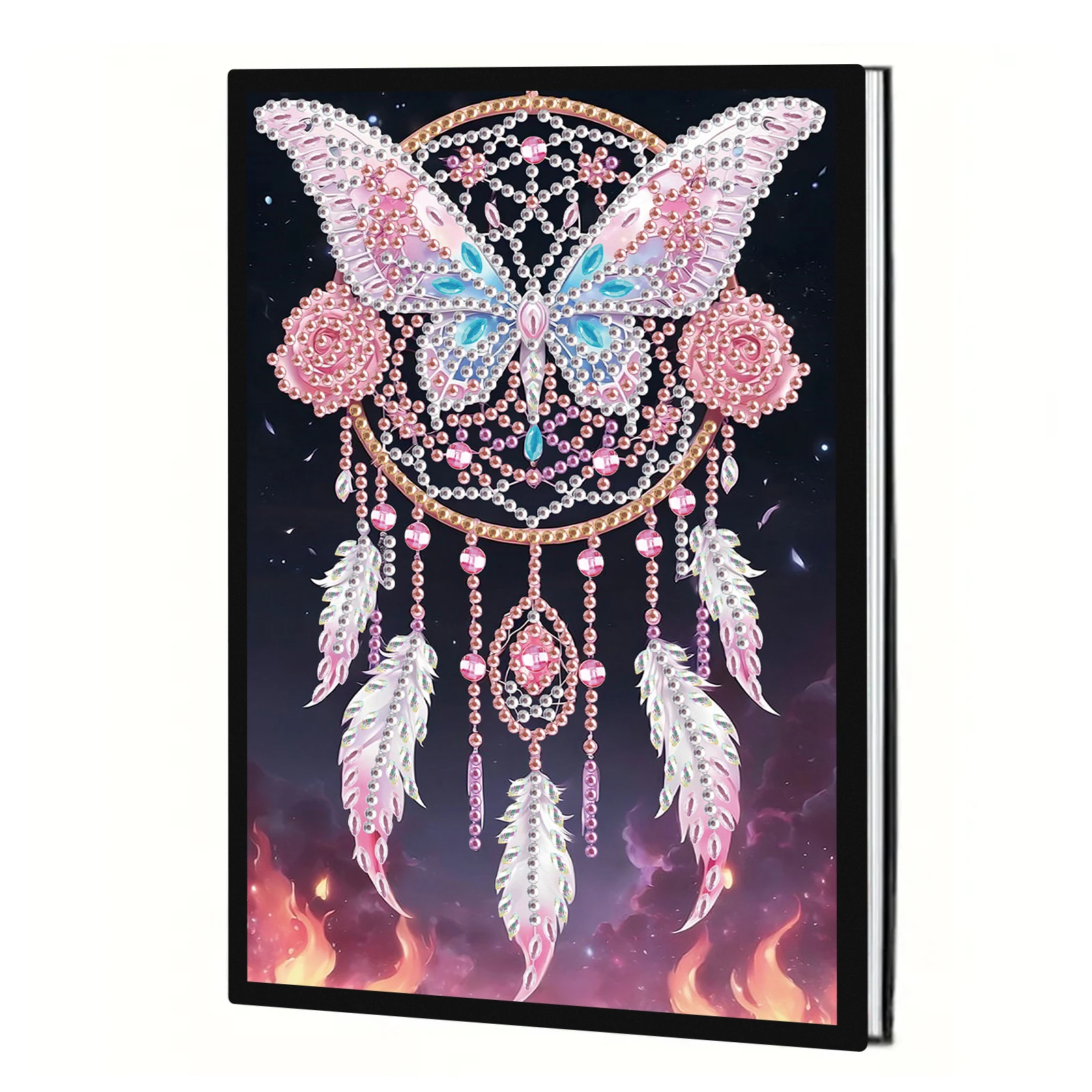Kits de cuaderno de pintura de arte de diamante para adultos, cuaderno de atrapasueños, puntos de arte de diamante de forma especial para regalo de arte de oficina creativo