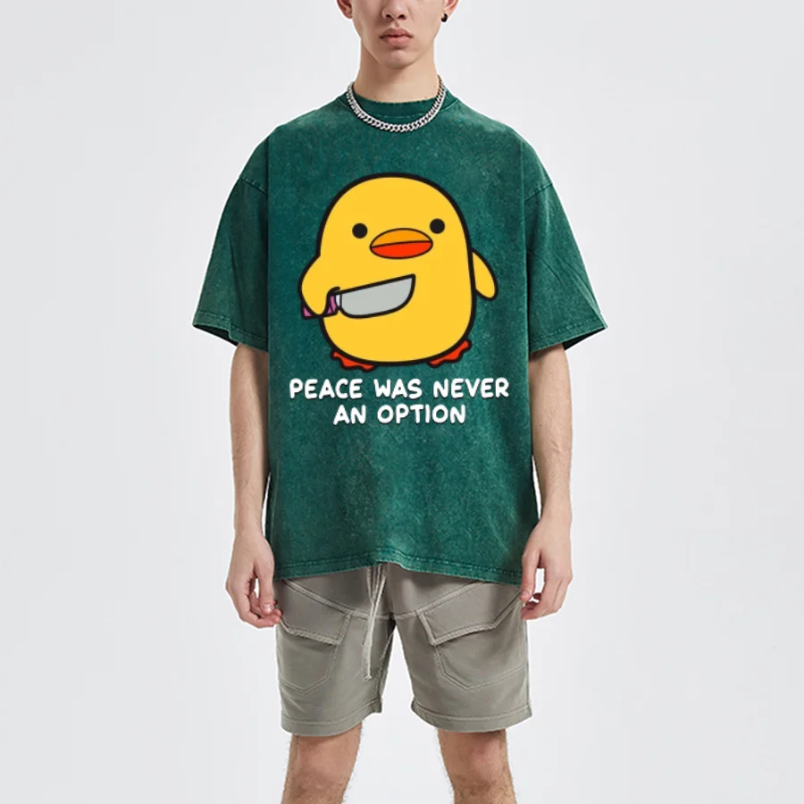 Vintage Snowflake Washed T Shirt Yellow Duck Y2k Women's T-shirt Casual O-Neck Harajuku Washed Cotton Short Sleeved Tops