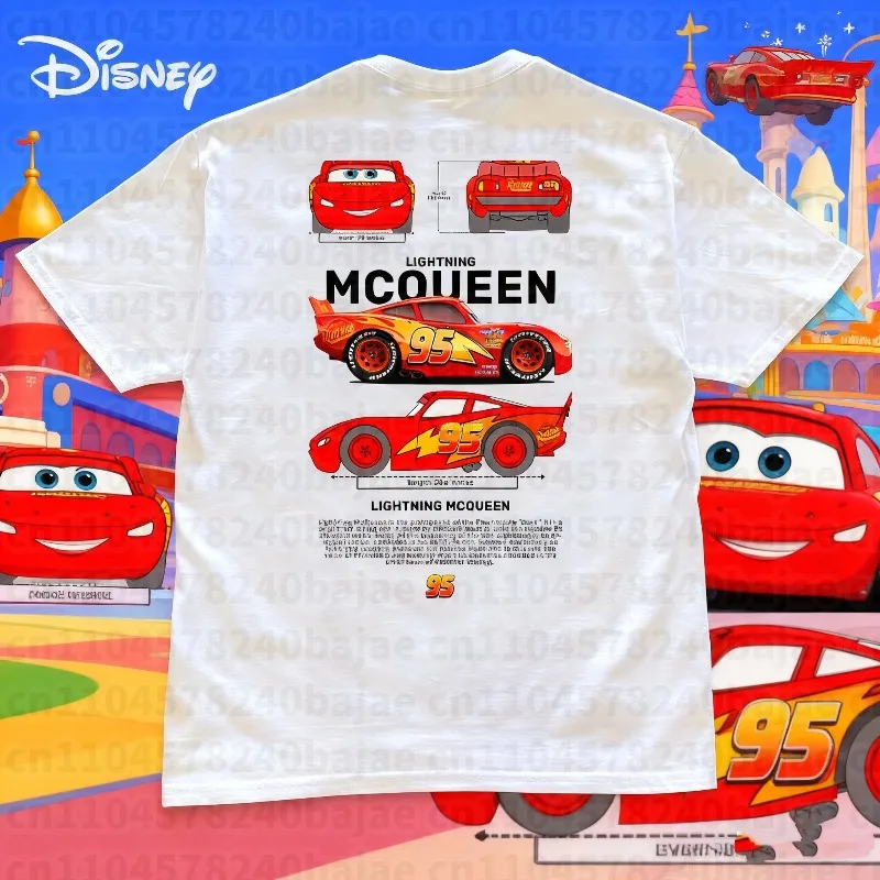 

Disney Cars Lightning McQueen Printed Boys and Girls Summer100% Cotton Printed T-shirt Casual Sports Short Sleeve Family Parent