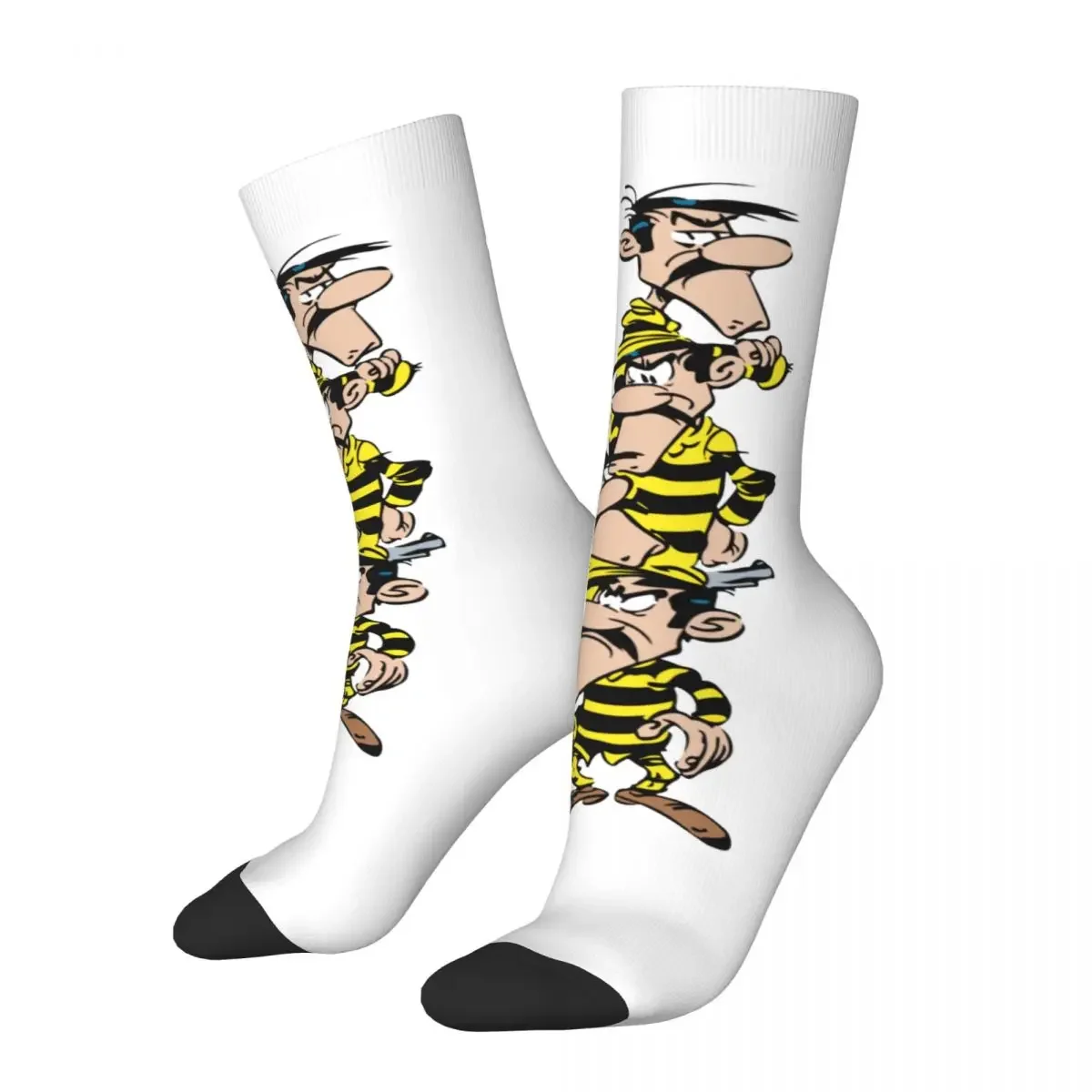 

Happy Funny Men Socks Harajuku Lucky Luke Dalton Brothers Sock Skateboard Women Socks Spring Summer Autumn Winter