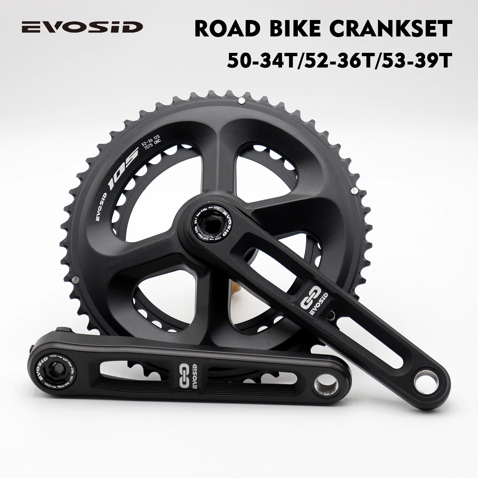 EVOSID 105 Road Bike Crankset 50-34T 52-36T 53-39T Direct Mount Chainring Ultralight Hollow Tech Crank 12S With Bracket