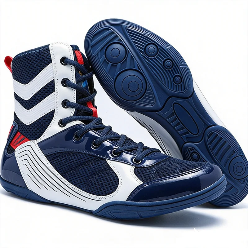 New Men's Large Wrestling Shoes Mesh Breathable Boxing Shoes Anti Slip Wear Resistant Sneaker Fashionable Casual High Sport Shoe
