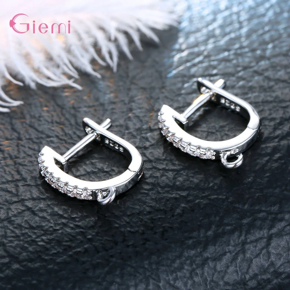 Personality Simple 925 Sterling Silver Cubic Zirconia Jewelry Findings Earring Accessories for DIY Jewelry Making Brincos