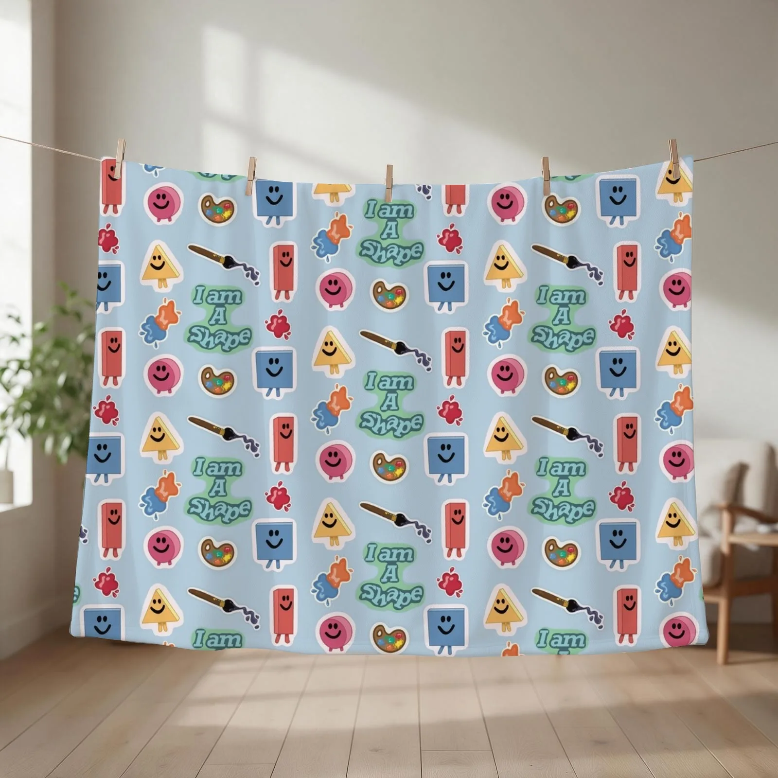 I am a shape! Mr maker Throw Blanket couch cozy soft plush fuzzy picnic outdoor blanket