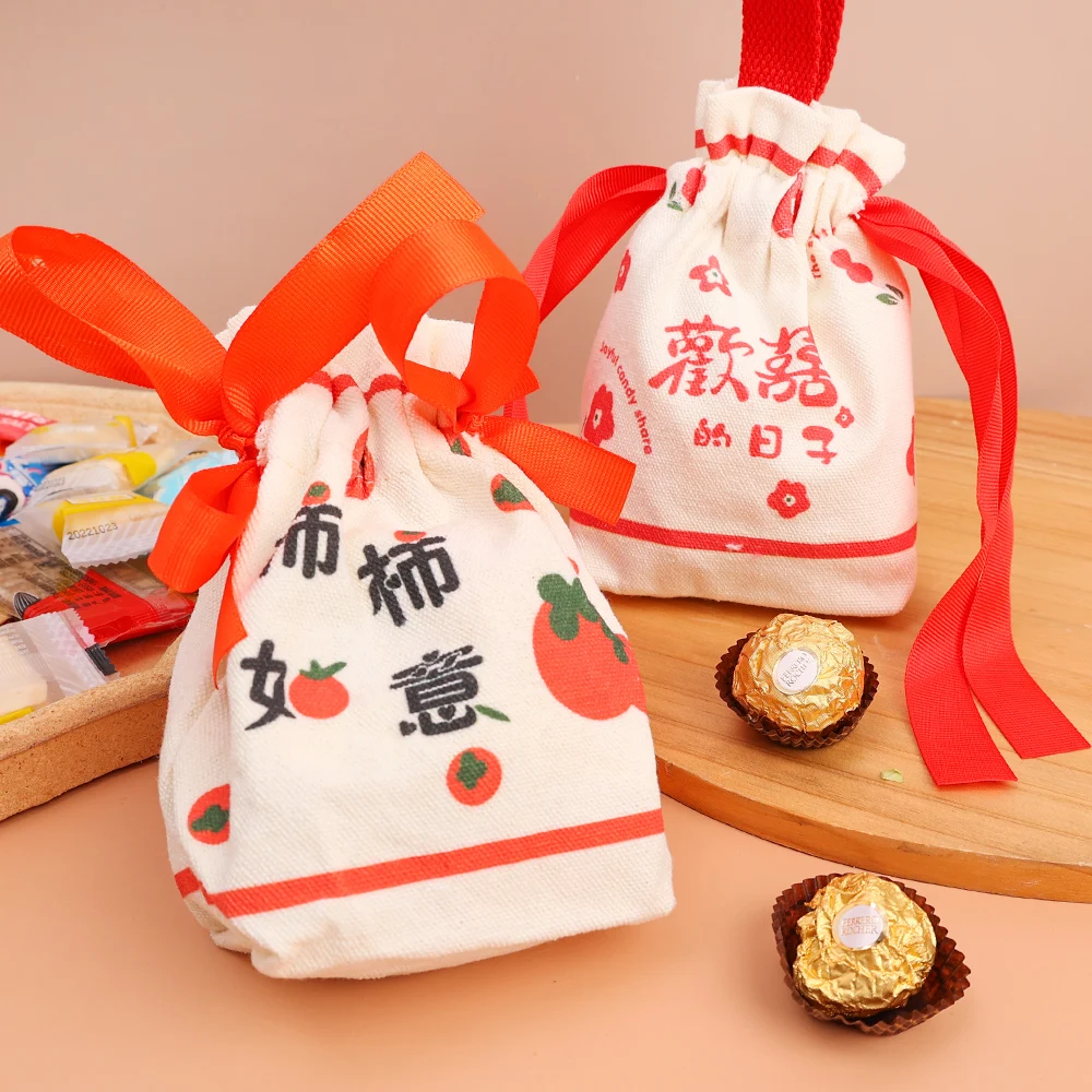 1/3pcs Wedding Candy Bag Fashion Bowknot Cotton Bag Festival Blessing Gift Bag Creative High-quality Canva Bag for Candy Jewelry