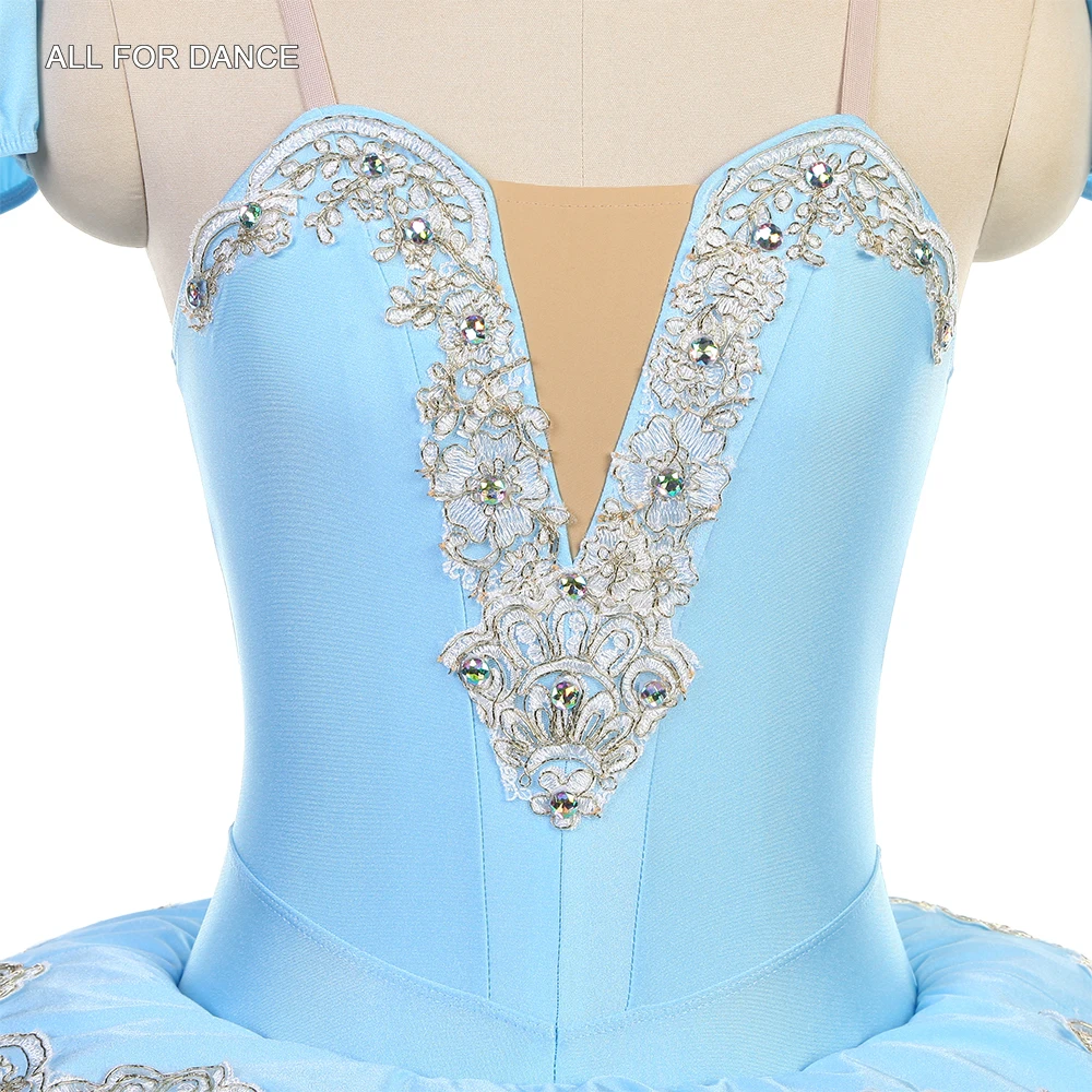 BLL528 Tutù di balletto pre-professionale in spandex azzurro cielo per ragazze e donne Costumi di tutù di ballerina per spettacoli teatrali