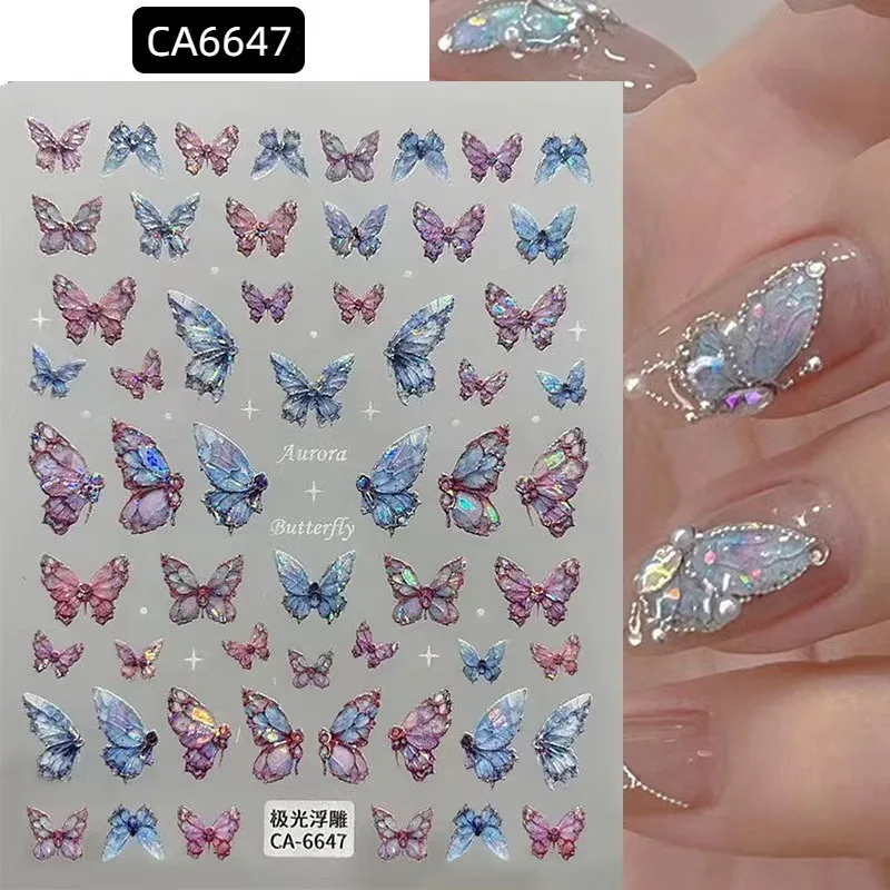 Colorful Glitter Butterfly Nail Stickers, Multiple Colorful Laser Butterflies, Essential for Women's DIY Nail Decoration