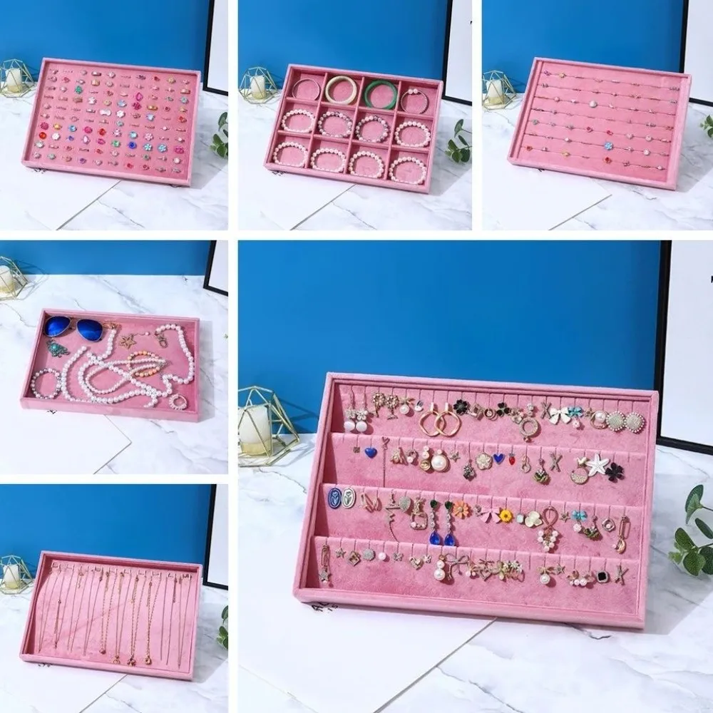

Elegant Velvet Jewelry Organizers Storage Space Saving Rectangular Fabric Jewelry Box Wear-resistant Stackable