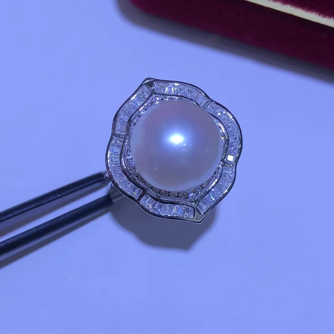 

925 Sterling Silver Adjustable Ring Mount Settings Findings Mountings Accessory Parts Fittings for 11-12mm Pearls 5pcs/lot