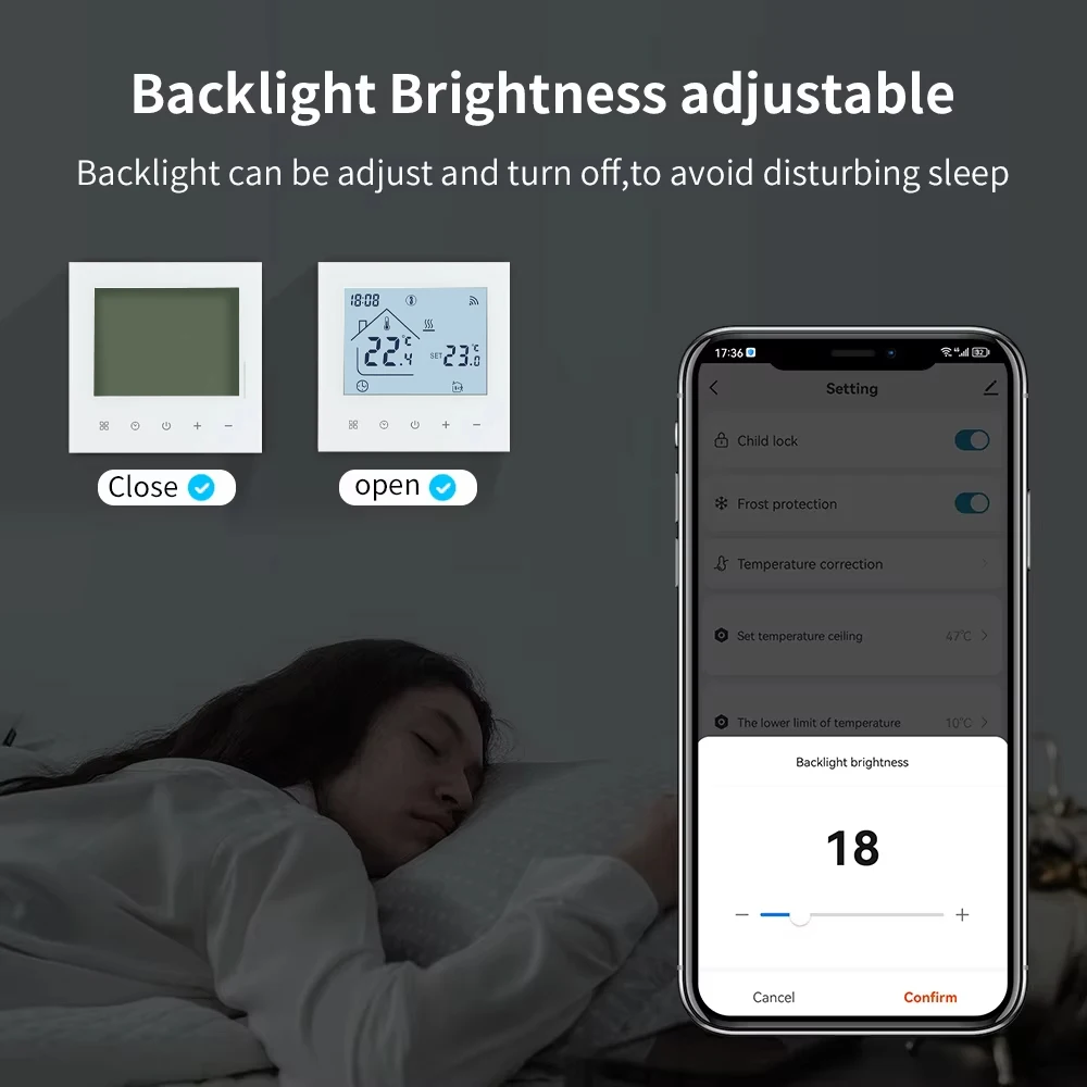 M4A Samrt Wifi Thermostat 16A متحكم في درجة الحرارة مع توقيت صوتي للتدفئة الأرضية الدافئة الكهربائية يعمل مع Alexa Google