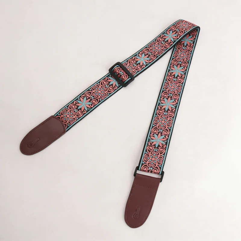 

Fashion Retro Ethnic Style Guitar Strap Adjustable Leather Strap For Folk Guitar Electric Guitar Bass Ukulele Guitar Accessories