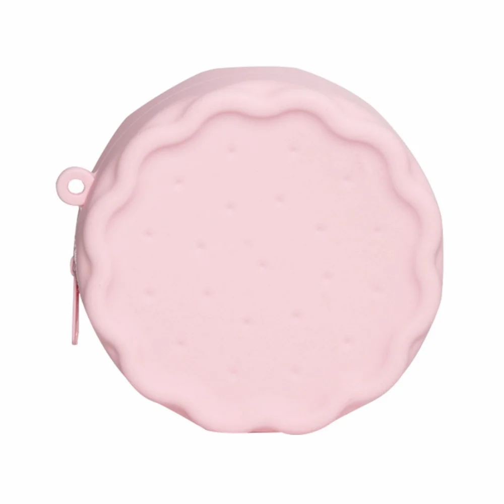 Cute Silicone Biscuit Wallet Waterproof Biscuit Shape Coin Purse Macaron Color Smooth Zipper Earphone Bag Women
