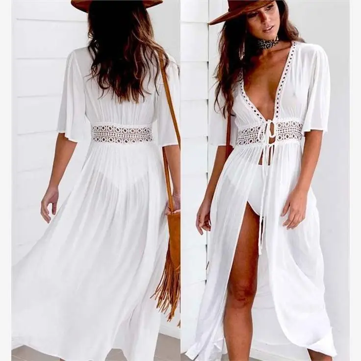 

Long Lace Splice Belted Cardigan oulder Wrap Outerwear Women's Bikini Cross-Border Bestseller Faionable Slim Fit Sle