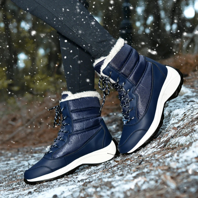 Stivali impermeabili da donna piattaforma con suola spessa stivali da neve caldi 2024 stivaletti da lavoro alla moda per scarpe invernali calde in