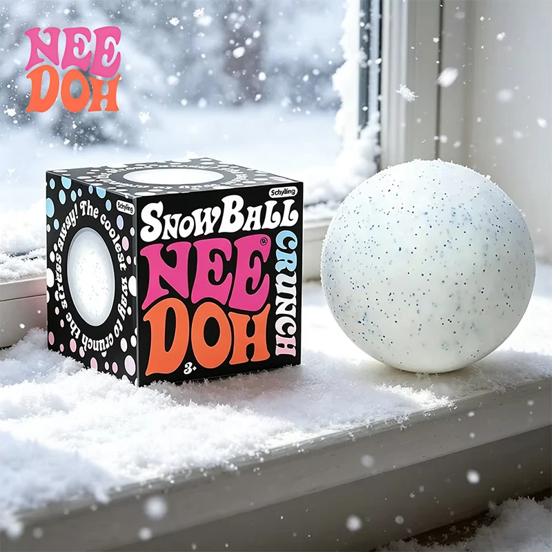 Needoh Snow Ball Cool Crunch Fidget Sensory Toy Flour Filling Stress Ball Quick Rebound Squeeze Relief Anxiety Calming Focus Toy