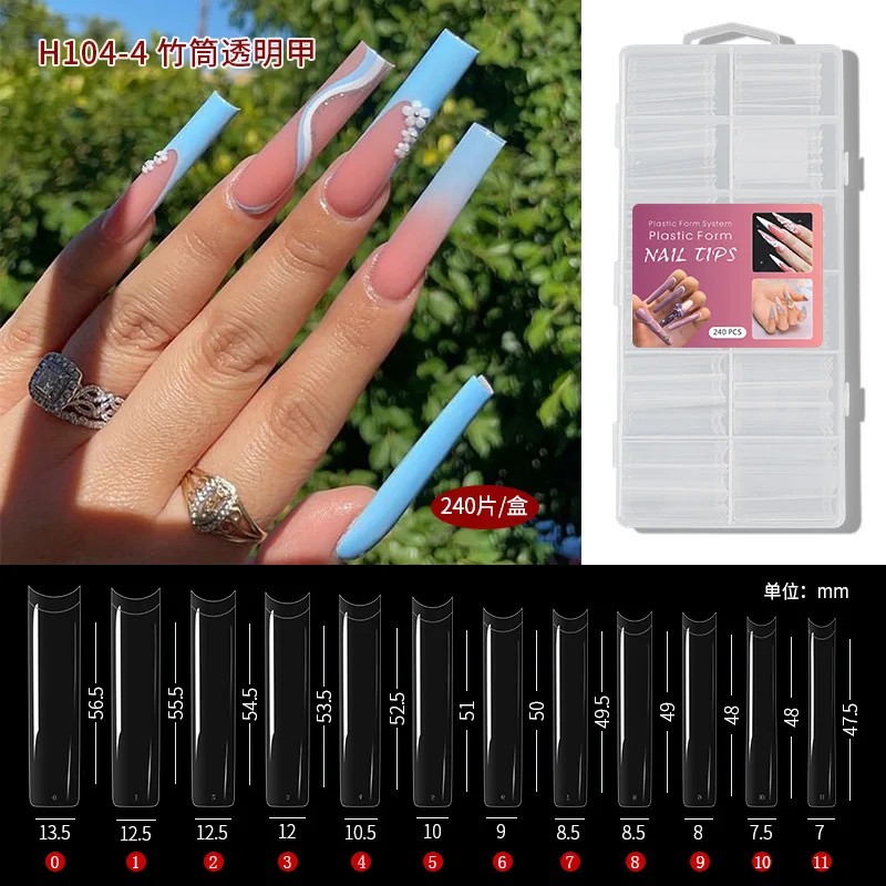 Placa de uñas de mezclilla extensible XXXL, piezas, extra larga, para ballet, parche fino, para manicura completa, 240