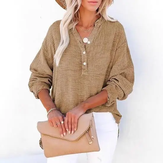 

Women's Long Sleeve Pullover Shirt Comfortable Stretchy Color Top European Style Fashionable Casual Businesswear