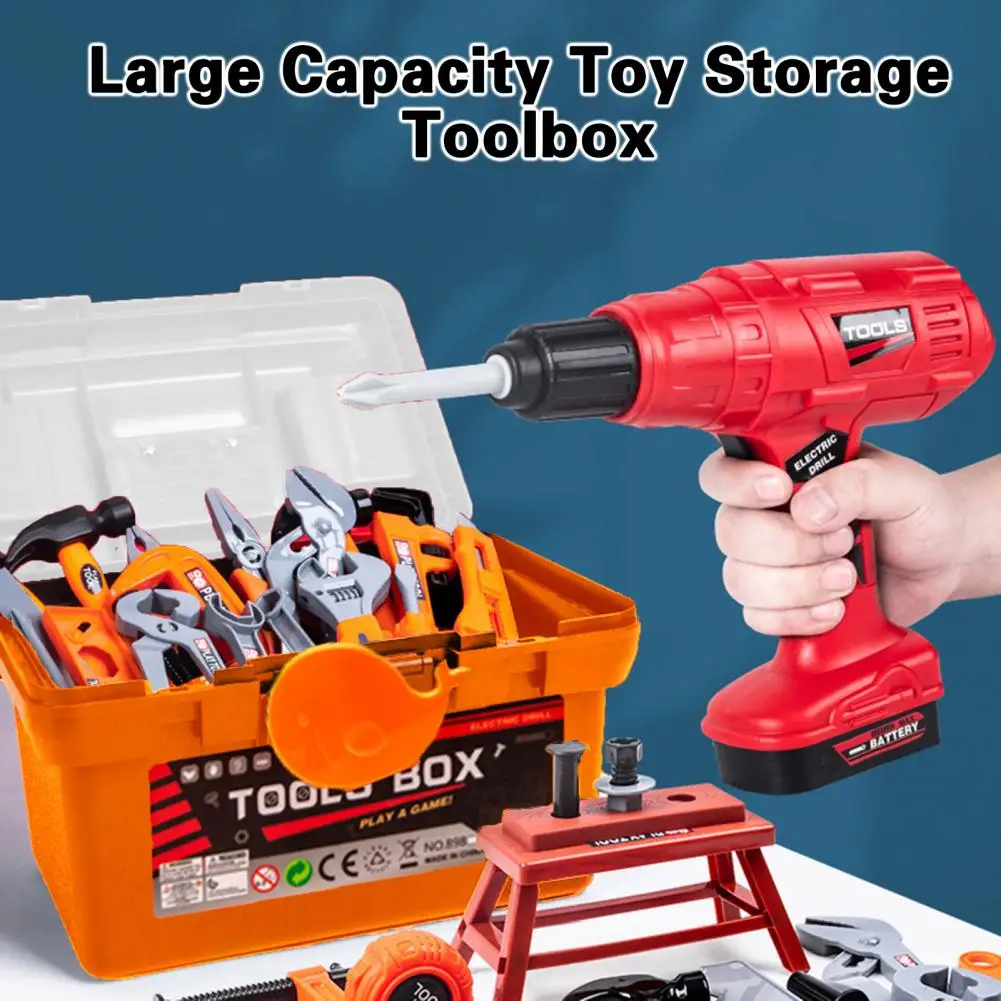 43Pcs/Set Kids Electric Tool Set Box Interactive Learning Pretend Play Boys Chainsaw Screwdriver Cutter Fun Storage Tool Set