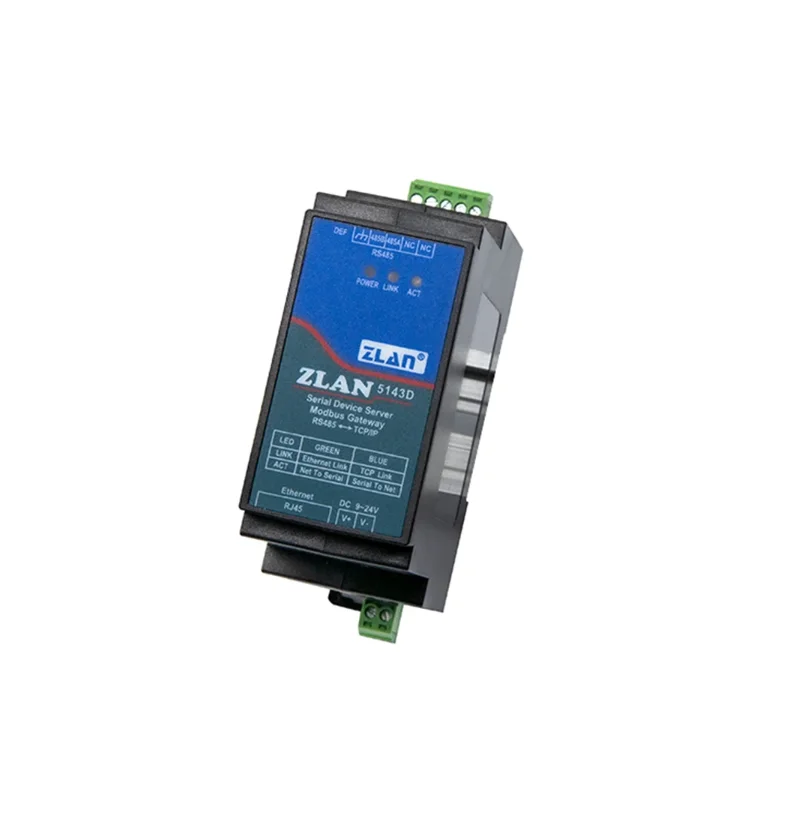 خادم الجهاز التسلسلي لبوابة Modbus ، Din-Rail ، ZLAN5143D ، RS485 من إلى tcp/ ip ، ودعم الاتجاه الكامل