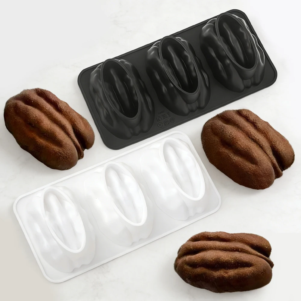 Pecan Nuts Design 1 or 3-Cell Silicone Chocolate Mold Food Grade Kitchen Bakeware French Mousse Cake Mould Dessert Tools