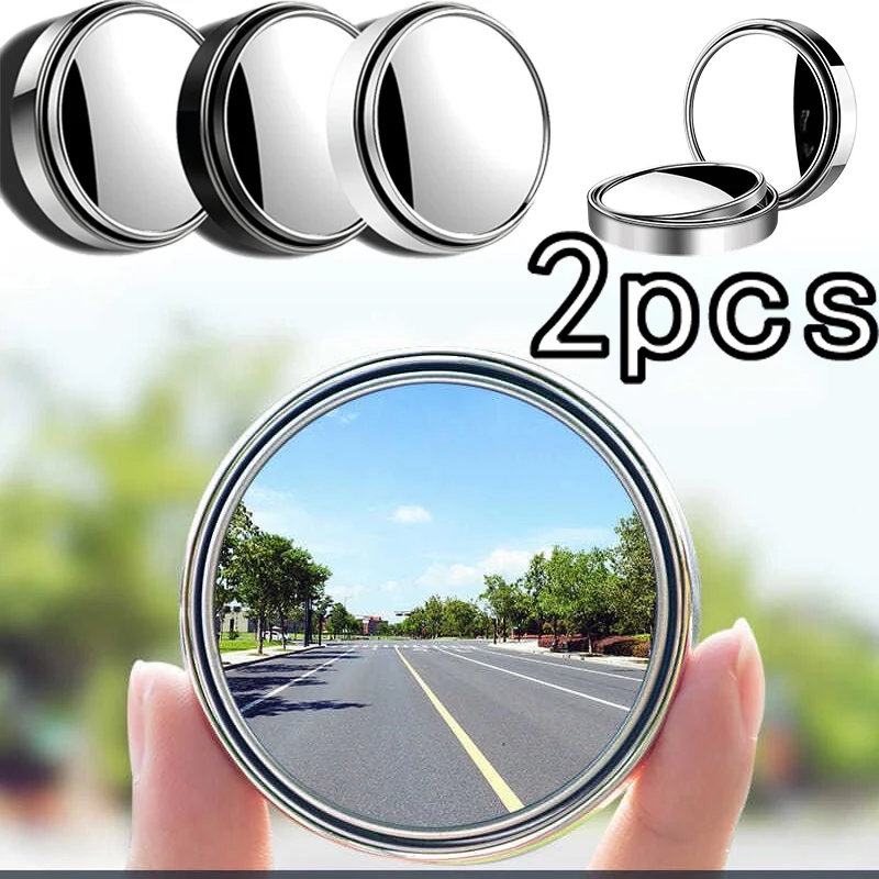 

2pcs Wide-angle 360 Degree Adjustable Car Round Frame Convex Blind Spot Mirror Clear Rearview Auxiliary Mirror Driving Safety