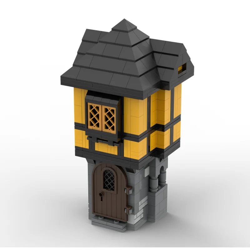 نموذج قلعة القرون الوسطى Moc قوالب بناء وحدات منزل القرون الوسطى الأصفر كتل تكنولوجيا عيد الميلاد لتقوم بها بنفسك لعبة هدايا البناء #3