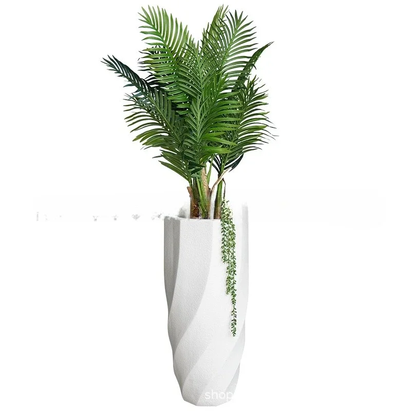 

Outdoor simple spiral vase, indoor, floor to ceiling green plant pot