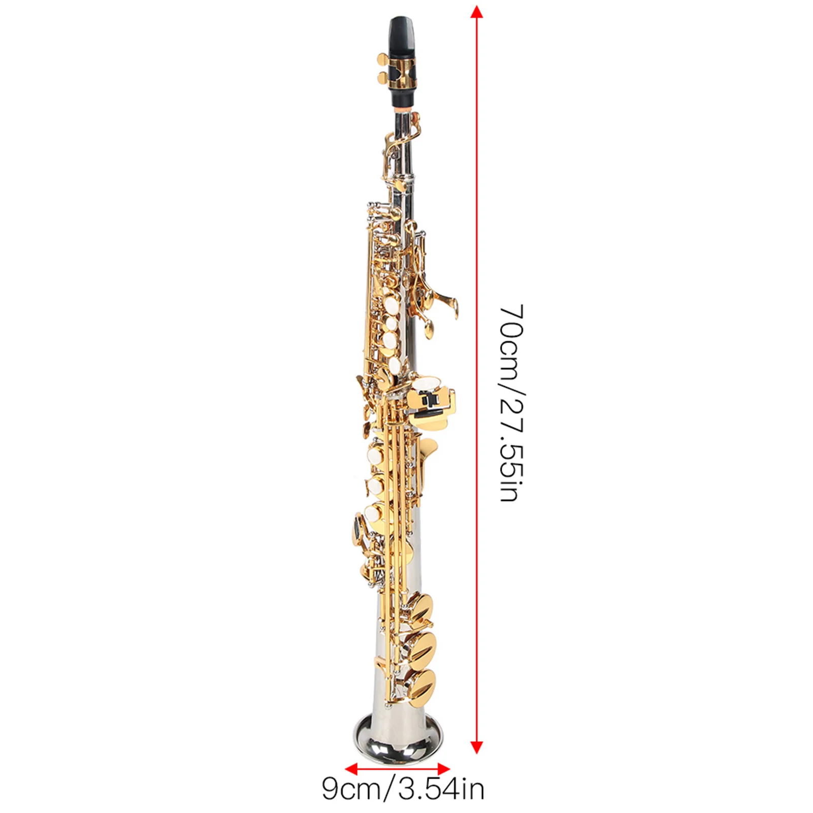 Kit Saksofon Lurus Saksofon Lurus Soprano Kuningan Profesional Saksofon Lurus Tabung Berlapis Perak Kunci Emas dengan Tas Jinjing