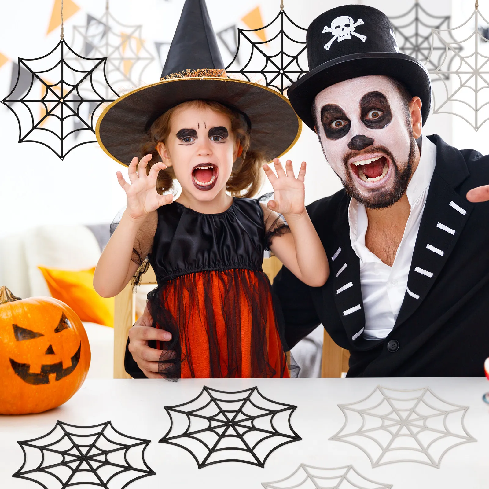 

12Pcs Fun Spider Webs Halloween Cobwebs Decorative Ornaments Realistic Party Decorations for Prank Activity Stage Performance