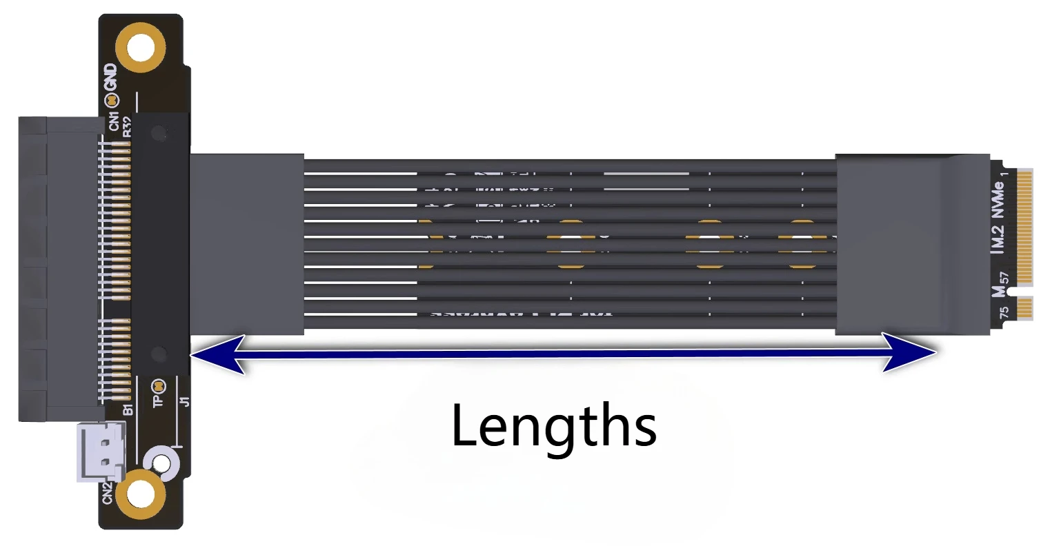 ADT-Link M.2 NVMe to PCI Express 5.0 x4 Удлинительный кабель Высокоскоростной GEN5 PCIe 5.0 4X to M.2 NVMe 2242 2280 SSD посеребренный провод