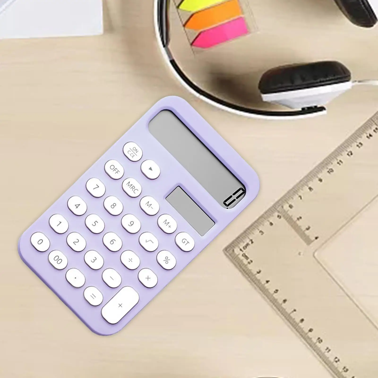 Calculadora de escritorio antideslizante con botones ovalados, Calculadora financiera de 12 dígitos para oficina y hogar