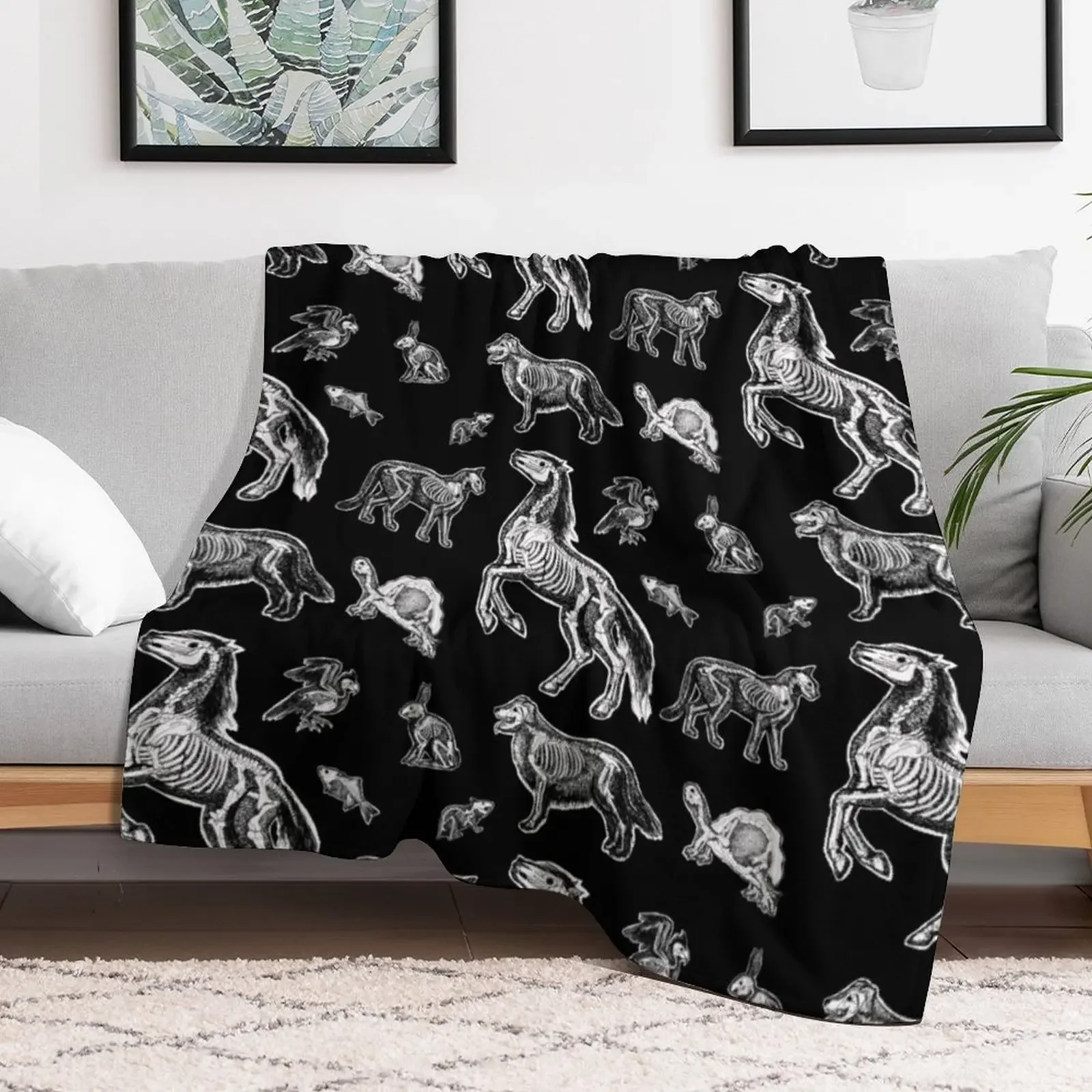 Veterinary Technician :: X-ray Animal Bones Anatomy Throw Blanket Stylish Warm Blanket for Living Room Bedroom
