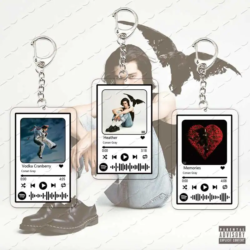 Popular Singer Conan Gray Keychains Bag Charm Acrylic  Accessories Conan Gray Music Playlist Code Keyring Pendant Fans Gift