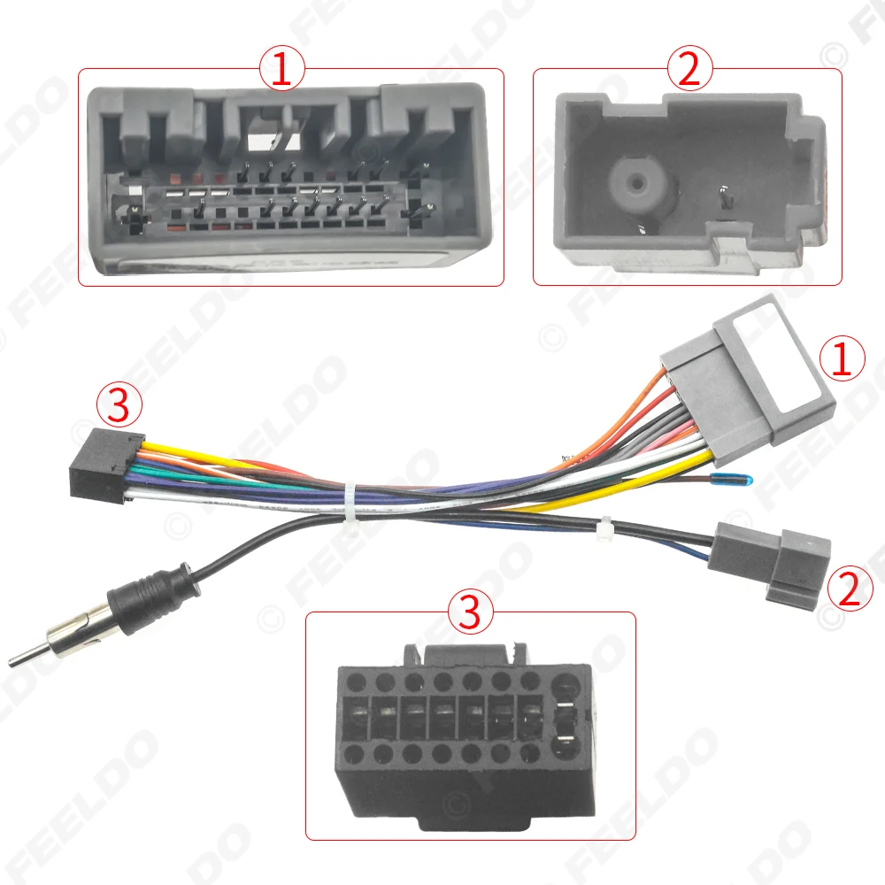 FEELDO Car Audio DVD Player 16PIN Android Power Cable Adapter For Honda Fit 2021 Radio Wiring Harness