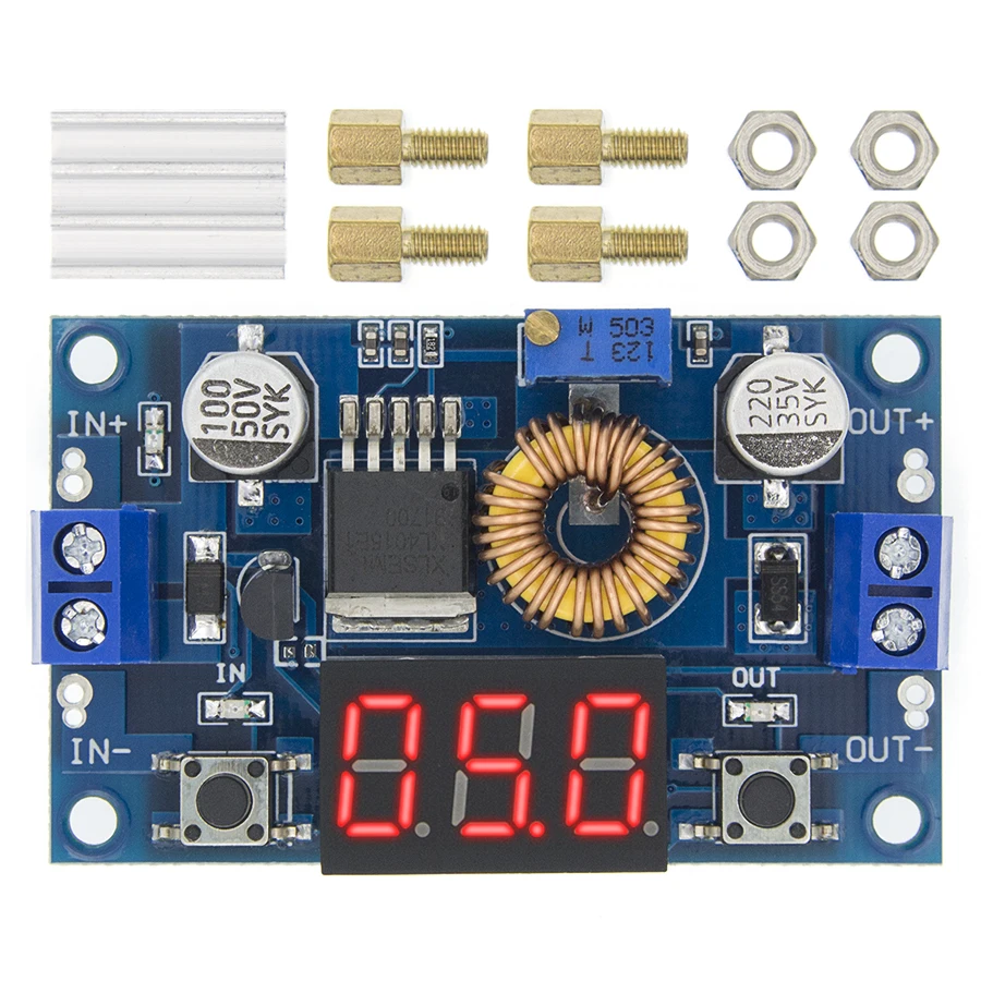 

XL4015 5A High power 75W DC-DC 4V-38V to 1.5V-36V adjustable step-down module LED Voltmeter Power supply module
