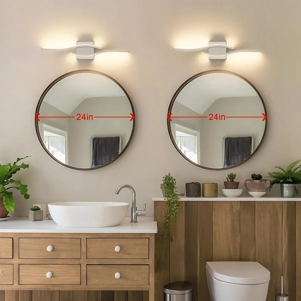 عكس الضوء 5CCT LED الحمام الغرور ضوء نحى النيكل تركيبات الحديثة فوق مرآة سهلة التركيب توفير الطاقة