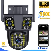 Cámara WiFi 6K de 12MP para exteriores, Zoom 10X, seguridad CCTV, Triple lente, Triple pantalla, Ai Track, Mini cámara de videovigilancia IPC360 para el hogar